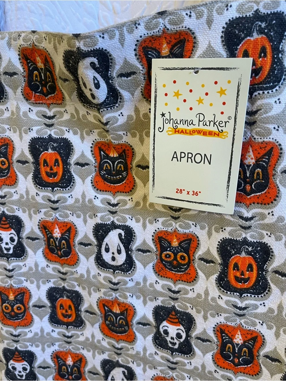 Johanna Parker Halloween Pumpkin Skull Print Kitchen Apron - NWT **